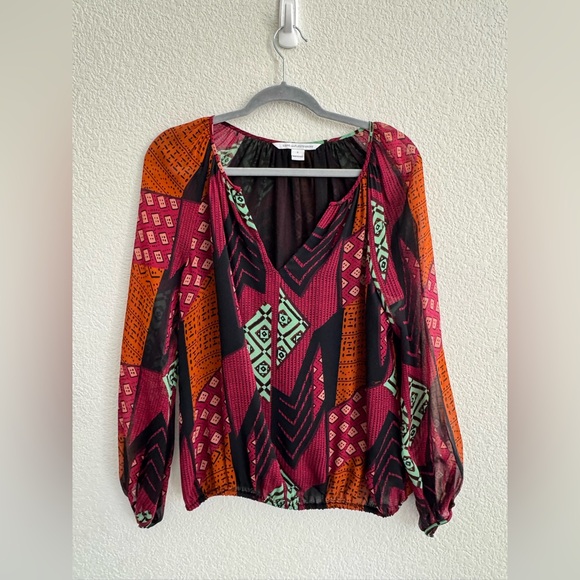 Diane Von Furstenberg Hathaway Multicolor Blouse size Small - Picture 2 of 12